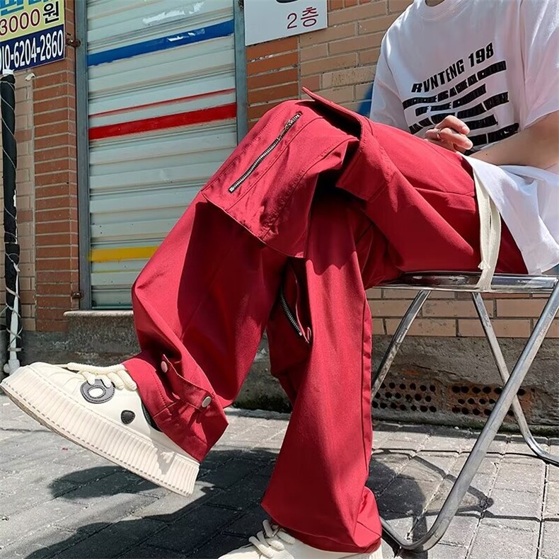抖音质量休闲裤男士韩版潮流高街口袋2024夏季新款长裤K5161-P59,男装休闲裤,星座412-2