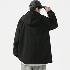 新款连帽冲锋衣夹克男山港风潮流宽松休闲外套A238-JK2305-P68，男装夹克，星座717