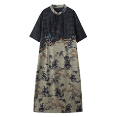 新中式国风刺绣连衣裙女2025夏季新款复古气质宽松显瘦改良旗袍裙，女装连衣裙，魅衣本色