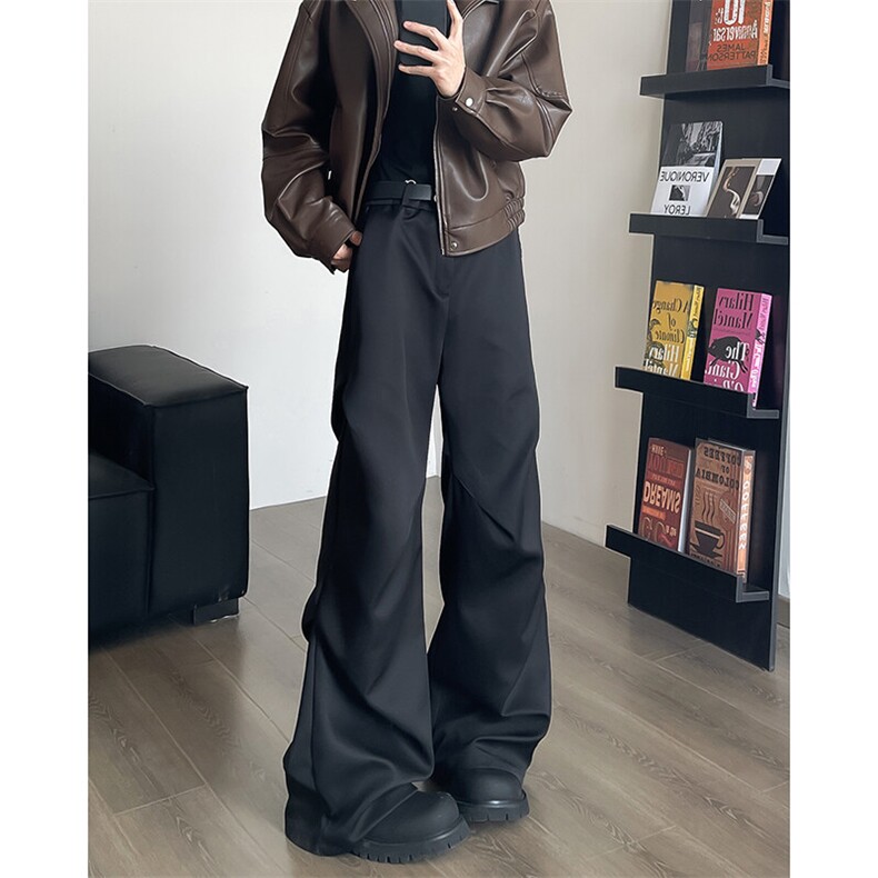 2025新款小众褶皱伞兵宽松休闲微喇休闲西裤街头现货K8309-P42，男装西裤，星座512-3