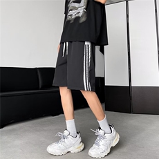夏季抽绳运动五分裤男复古宽松阔腿条纹休闲短裤KX151，男装牛仔裤，星座1116A-1（原606A）