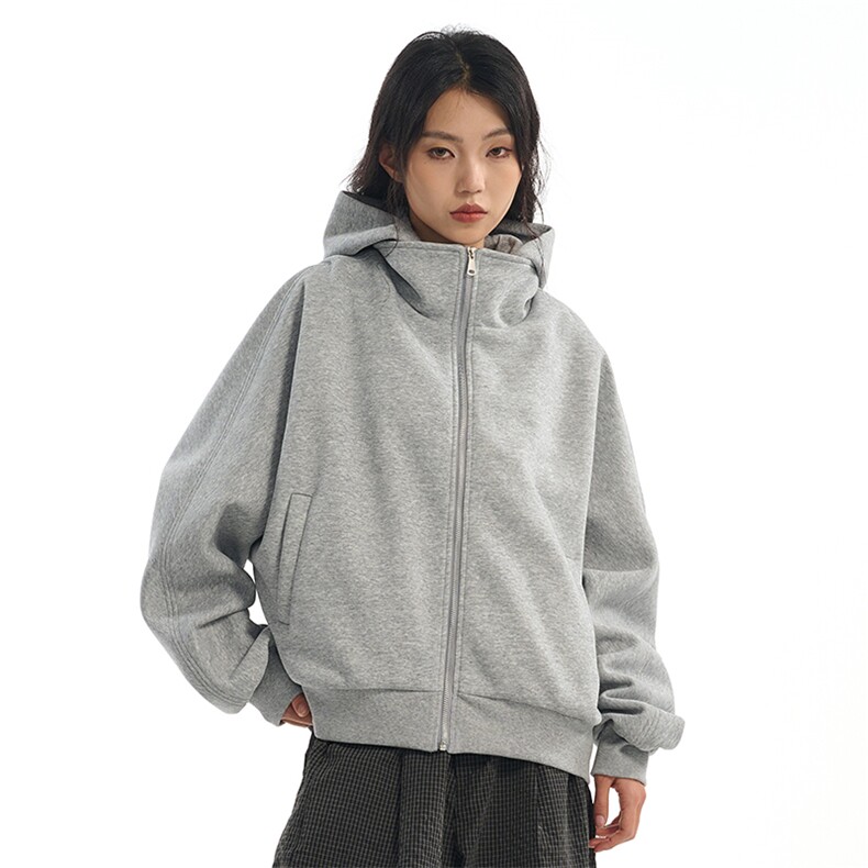 华棉450克W9873-特P85连帽开衫卫衣男女同款美式短款开衫夹克外套,男装夹克,电商D310B