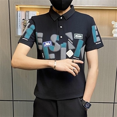 PL016-P35社会小伙男士短袖t恤夏季新款美式翻领印花polo衫男装，男装Polo衫，电商D310B