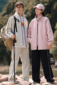 抖音直播新款大码港风情侣户外登上休闲运动夹克套装男D06P75图片
