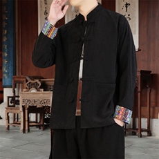 男士外套灯芯绒夹克盘扣立领唐装风XZ1512-2502单夹克-P80，男装夹克，星座1512
