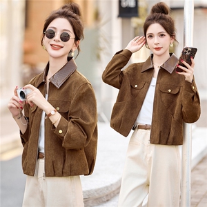 现货！2026秋装新款韩版休闲麂皮绒外套女，女装短外套，慕咨