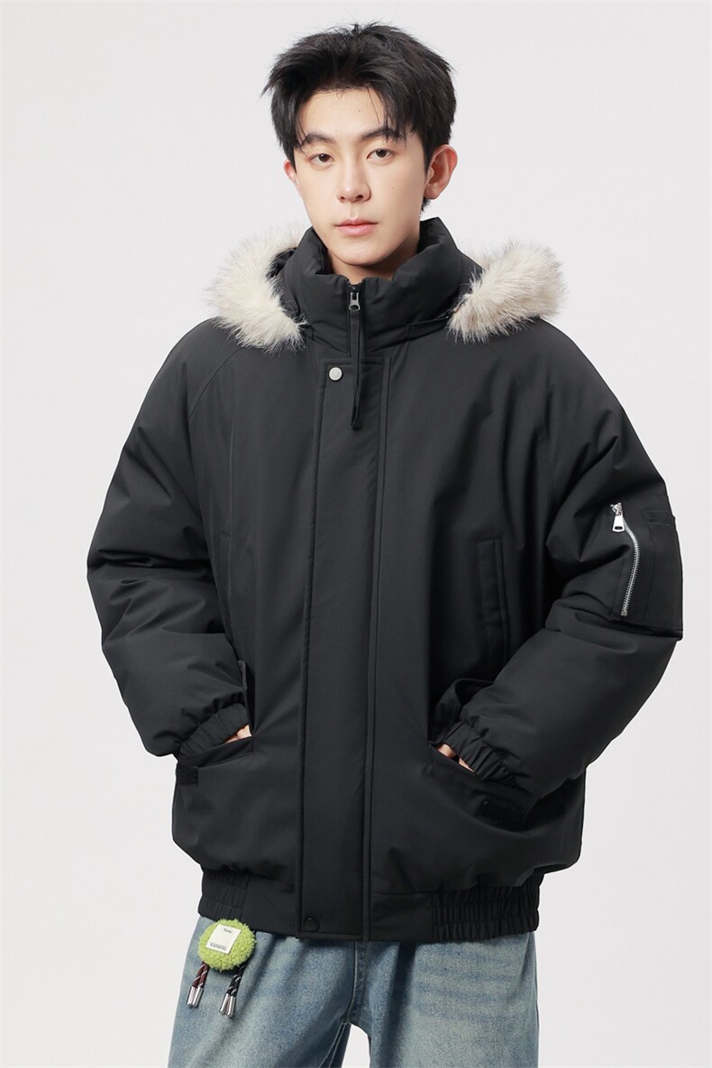 自家图有视频复古加绒毛领外套棉衣新款连帽派克棉服M2572p95,男装棉衣,电商D315