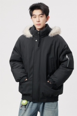 自家图有视频复古加绒毛领外套棉衣新款连帽派克棉服M2572p95，男装棉衣，电商D315