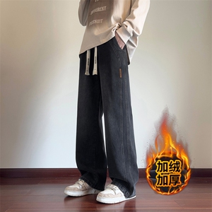 特批牛仔裤男冬季宽松直筒休闲加厚秋冬长裤子J8055-P40/加绒P50图片