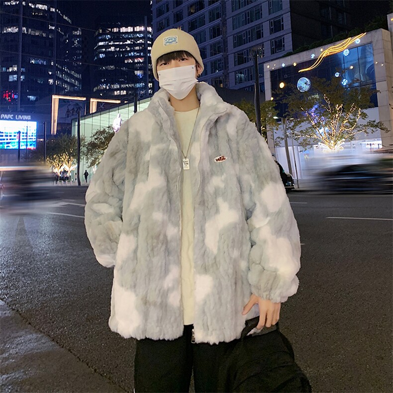毛茸茸棉袄外套百搭宽松保暖设计感棉衣羊羔绒棉服男加绒加厚Y20,男装棉衣,星座201-2
