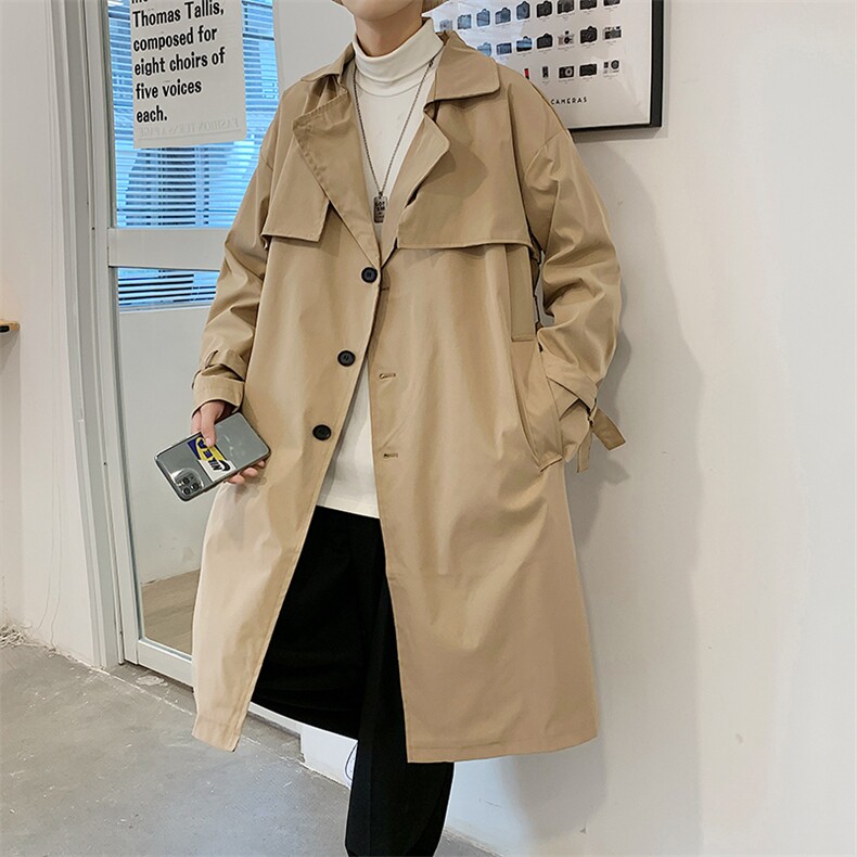 港风模特中性风男士大码中长款风衣女外穿大衣insFY91P115限138,男装风衣,电商A089-1