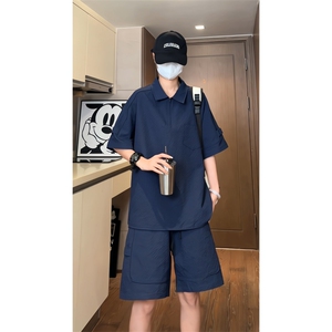 量大优 供视频 泡泡纱polo衫套装短袖短裤男 CP77TZ-特p50图片