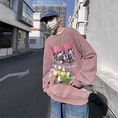 B266-T03-P6023春季新款水洗做旧宽松休闲情侣卫衣，男装卫衣，星座B257-1