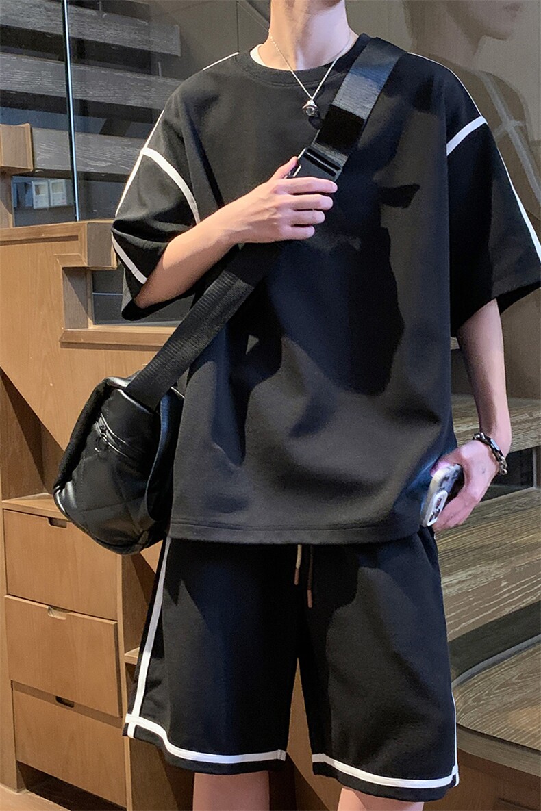 抖音得物品质重磅280克~夏季短袖短裤两件套休闲套装TZ563特P55,男装休闲套装,电商A309