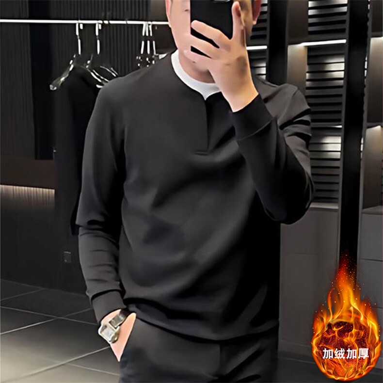 现货修身百搭假两件男士T恤轻奢男装卫衣,男装T恤,星座1602（原101B）