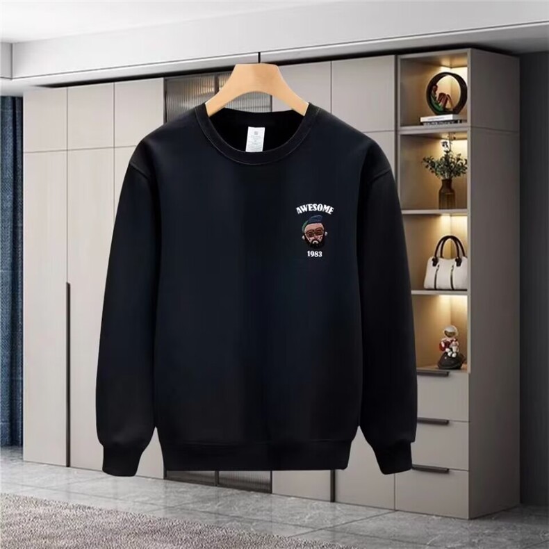 潮牌圆领卫衣男2025秋冬新款重磅加厚百搭款长袖T恤打底衫潮，男装T恤，星座1210-1