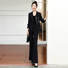 高级感职业套装女2024春秋新款干练气质女神范西装微喇叭裤两件套，女装套装/套裙，丽美静依