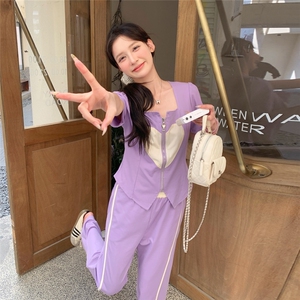 紫色短袖上衣半身裙套装女夏季2025新款时尚洋气休闲显瘦减龄穿搭图片