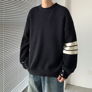 秋冬季新款毛衣男款宽松休闲时尚百搭圆领针织衫图片