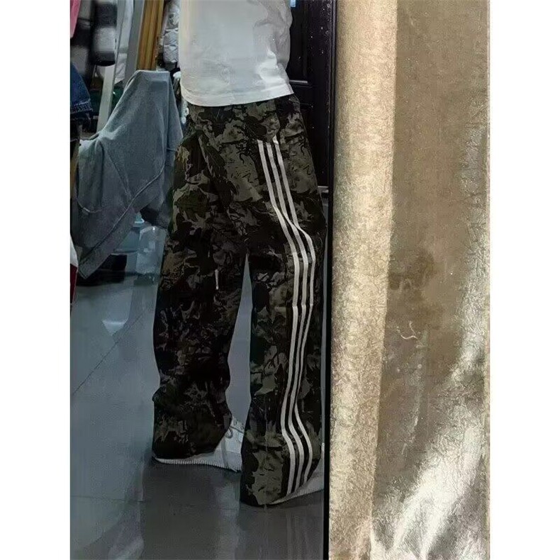美式复古迷彩工装裤男女潮牌hiphop设计感直筒休闲裤WL8844-P45,男装休闲裤,星座1008