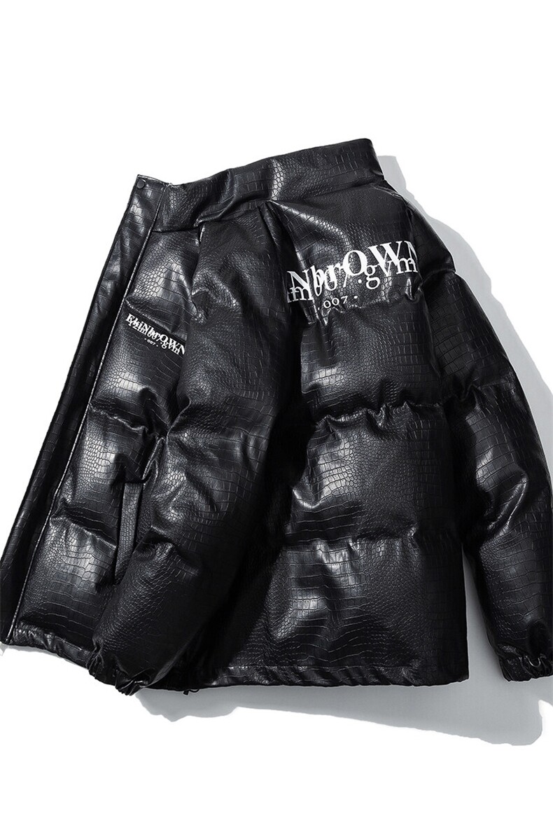 1日系白底鳄鱼纹棉衣男手塞棉夹克PU皮棉服外套男8507P120控158,男装夹克,星座226-2