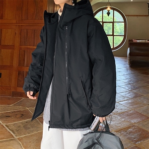 冬季加绒连帽棉衣保暖百搭棉服外套宽松潮流冲锋衣男JK2810P85图片