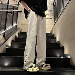 直筒型直筒新款潮帅气男青春流行长裤运动裤时尚潮牌夏季休闲裤图片