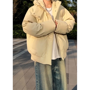 现货5W件冬季三防重磅boxy短款羽绒连帽PU皮棉衣外套防风加厚棉服图片