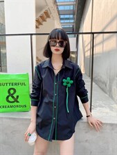 爱美欧现货撞色胸花衬衣，其它，爱美欧