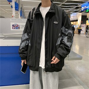 新款潮流潮牌立领夹克原宿风拼接宽松百搭外套 现货 W573-P50图片