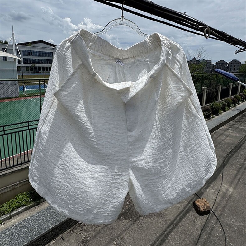 TK1风棉麻宽松短裤透气凉爽舒适高级面料中裤沙滩裤慵懒潮男图片