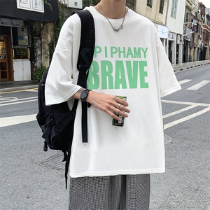 B239-1215-P28 创意字母印花 夏季高克重落肩袖半袖 短袖t恤 港风图片