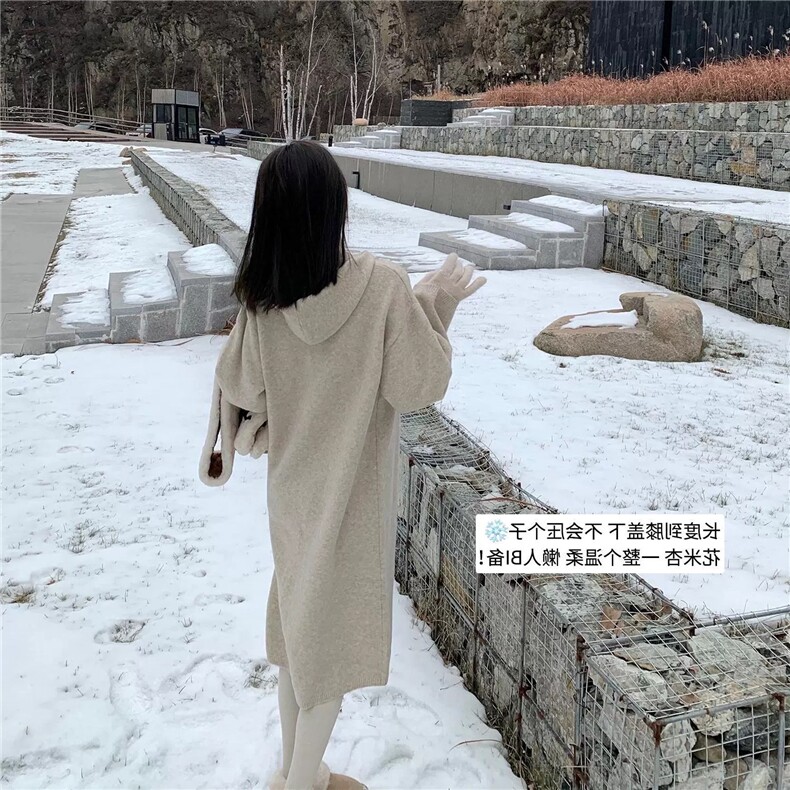 毛衣女秋冬2024秋冬款连帽洋气慵懒宽松软糯连衣裙,女装连衣裙,思途羊绒