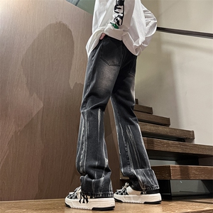 秋季美式ins高街hiphop微喇扎染牛仔裤货号K2313P55控78图片