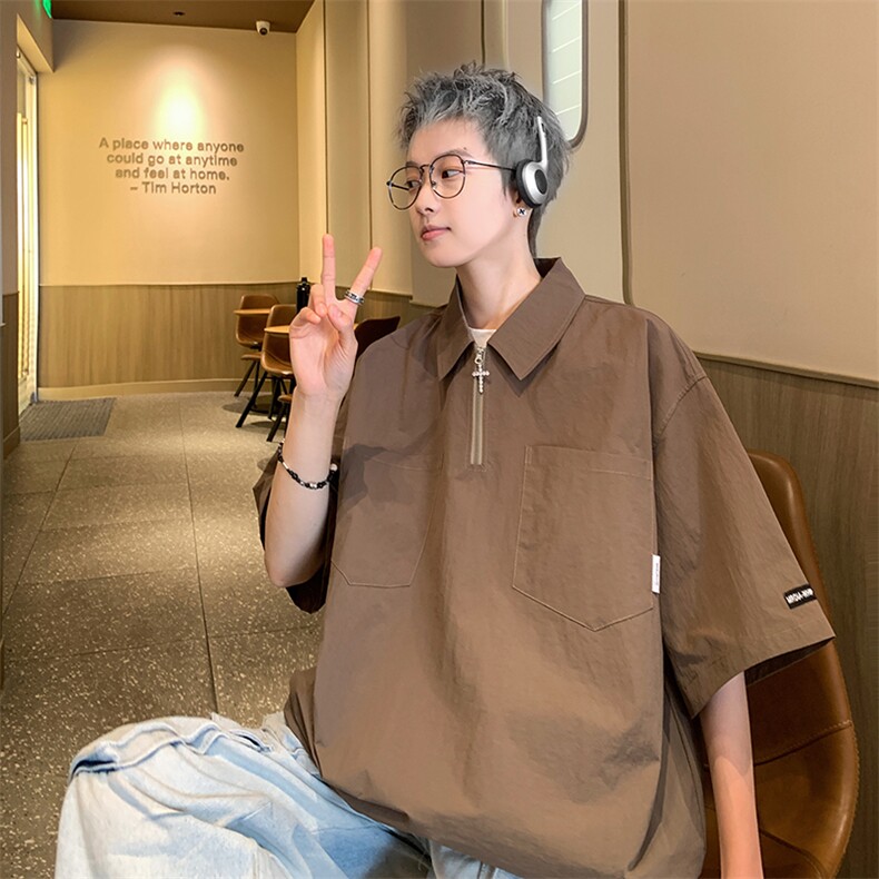B225-T9257-X69-P55-X69-聚酯纤维-半拉链短袖POLO衫男夏图片
