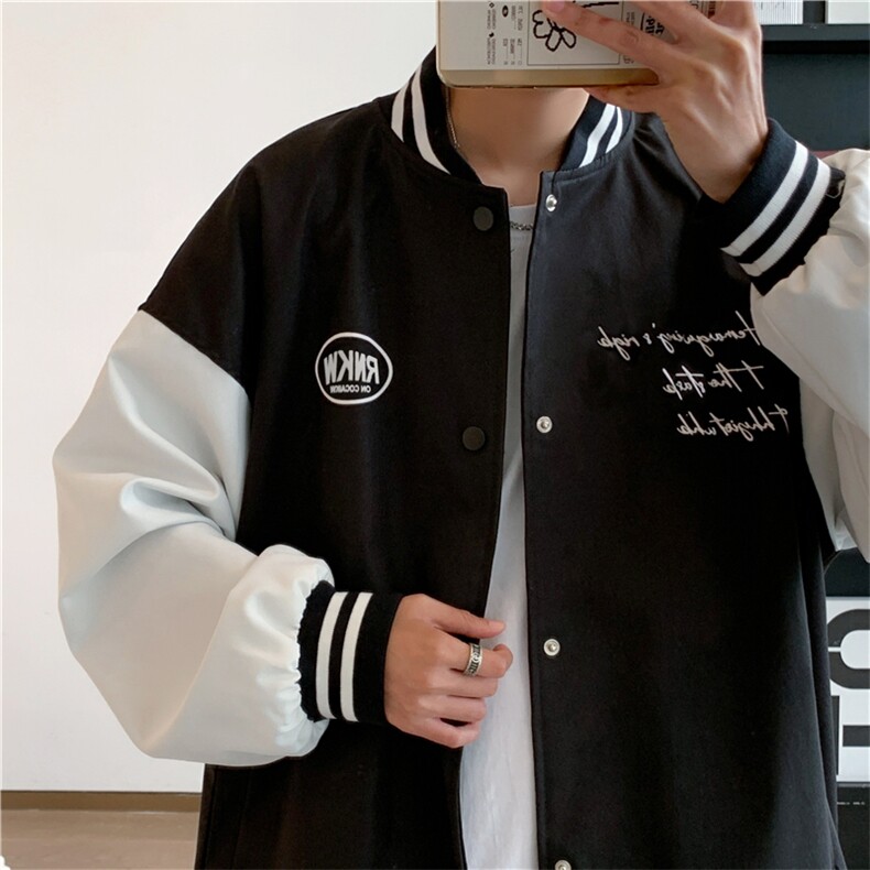 棒球服春秋新款小众美式复古宽松休闲百搭拼色学生外套JK8822-P60,男装夹克,星座1008