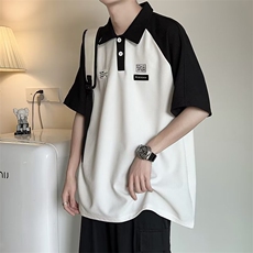 新款夏季潮牌拼色翻领POLO衫男韩版宽松休闲百搭短袖T恤PA152-P30，男装Polo衫，星座1008-2