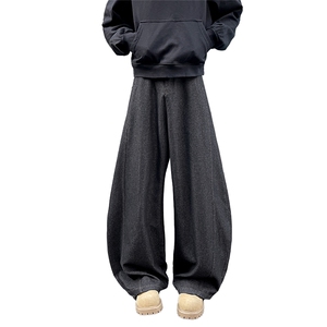 美式丹宁黑色大码弯刀牛仔裤男宽松廓形拖地长裤N6462-特P42控79图片