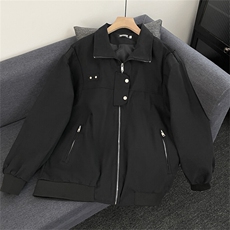 2025春秋新款深灰色飞行服棒球服外套宽松ins美式复古夹克上衣，男装夹克，星座601-1