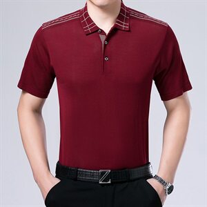 2021夏季新款大码男士T恤桑蚕丝翻领POLO衫1107图片