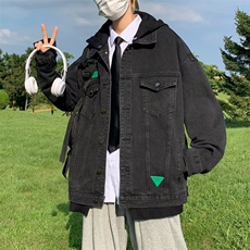 假两件牛仔外套男韩版潮流痞帅2023春秋新款ins宽松夹克W4529-P65，男装大码男装，星座412-2