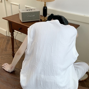 23夏季新款字母纹理套装无袖背心休闲短裤A316-1-YK01P65控88图片