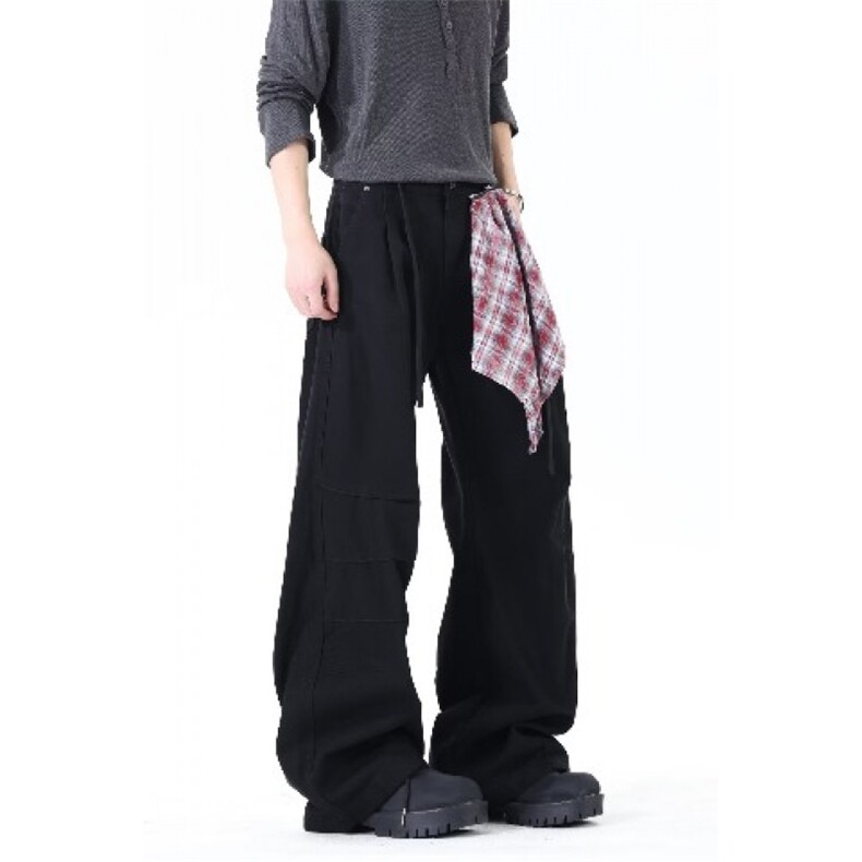 美式街头风可拆卸方巾牛仔裤男女痞帅cleanfit阔腿裤子-Q3118,男装牛仔裤,星座601-1