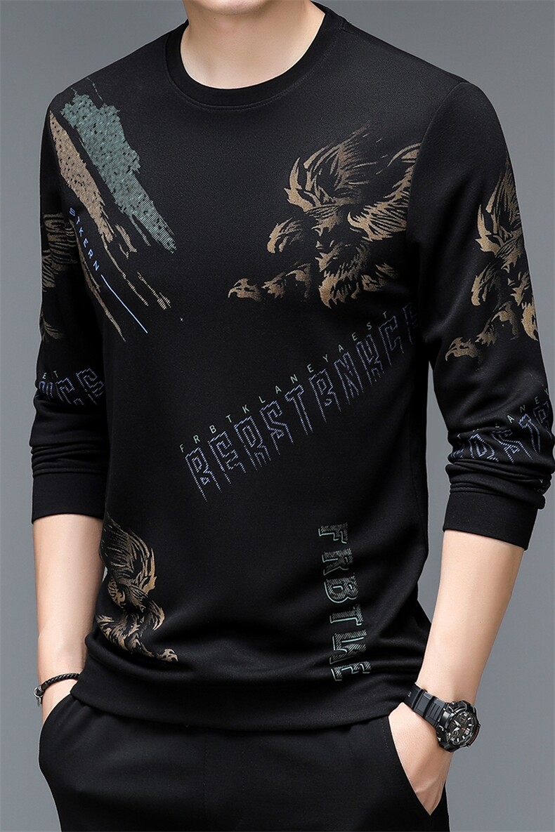 SM8827春秋款男士长袖卫衣印花中年打底衫长袖T恤衫P37,男装卫衣,电商B360