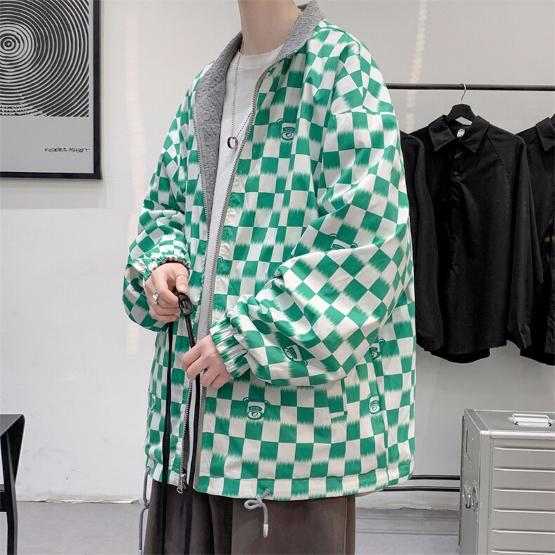 秋上新两面穿开衫夹克港风男女韩版徽章棒球服休闲外套8002-P100,男装夹克,电商A441-1