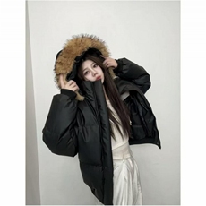 现货三防重磅硬挺boxy短款羽绒棉衣座山雕大毛毛领PU皮棉服外套冬，男装棉衣，电商A486-1