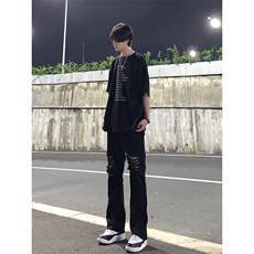 美式高街ins小众破洞牛仔裤货号K751P60，男装牛仔裤，电商A063