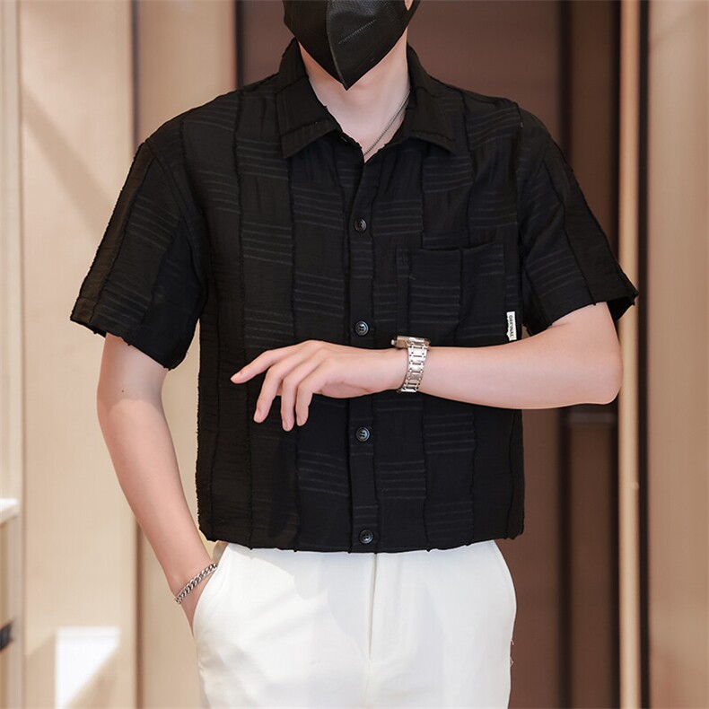大货男士短袖衬衫高级感定制面料冰丝透气品质衬衣C317-C805-P55,男装衬衫,电商C317