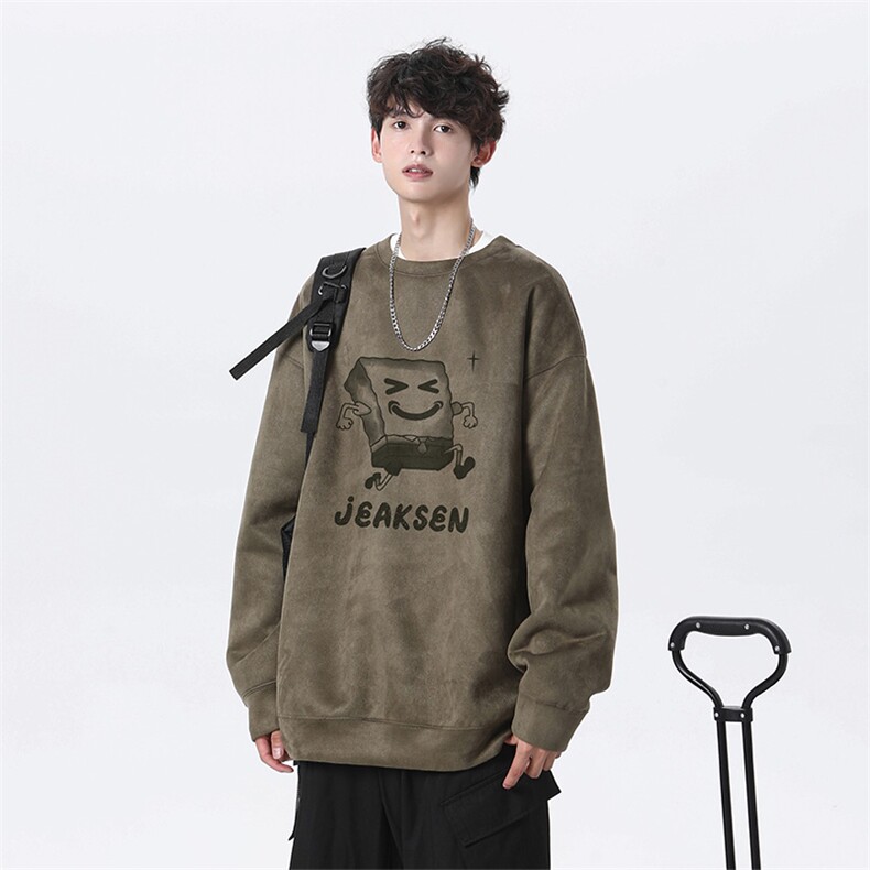 抖音得物高品质海绵宝宝麂皮绒宽松圆领卫衣wyjp5621-特p35控69,男装卫衣,星座605(原A050)