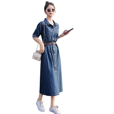2023新款夏款薄款韩版牛仔连衣长裙修身显瘦大摆裙，女装连衣裙，瑶迪依秀